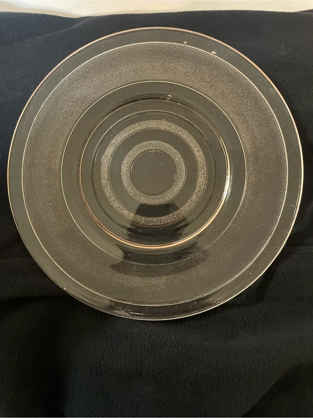 Set of 3 Pink Glass Dessert Plates with Rings
